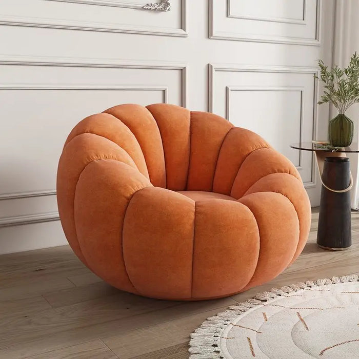 Versatile Rotating Pumpkin Plush Chair - Stylish Lounge Seating for Modern Spaces