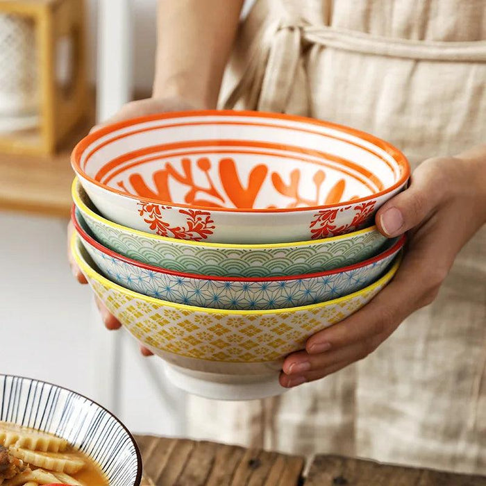 Stackable 30oz Elegant Ceramic Bowl for Ramen, Soup, and Salad - Microwave-Safe and Durable Porcelain