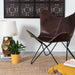 Retro Brown Leather Butterfly Chair with Sturdy Iron Frame for Stylish Comfort