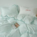 Mint Green Washed Cotton 4-Piece Bed Set with Duvet Cover - Stylish Bedding for Students and Dorms