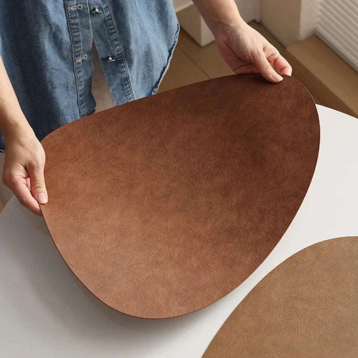 Elegant PU Leather Heat Resistant Dining Placemats and Coaster Set for Home & Café