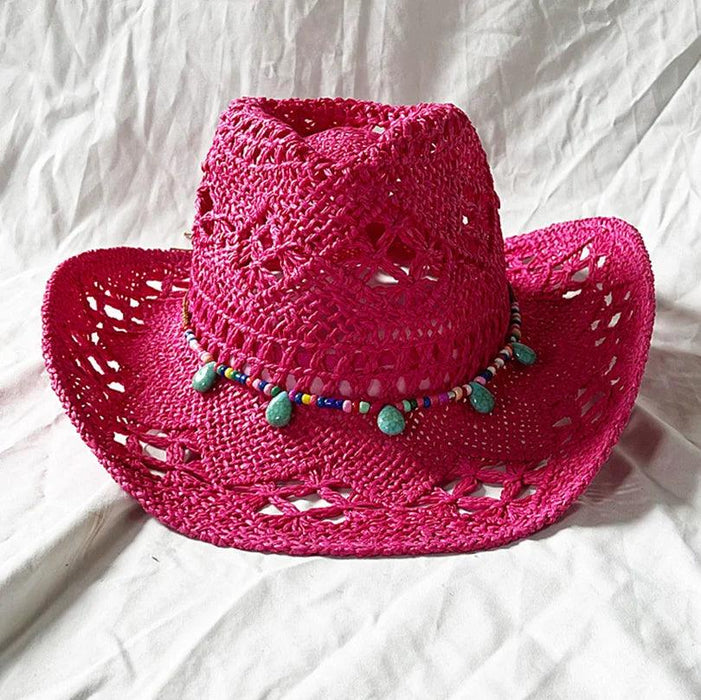Lake Blue Western Cowboy Straw Hat Unisex with Adjustable Size