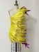 Golden Sunshine Feathered Asymmetrical Bodycon Gown