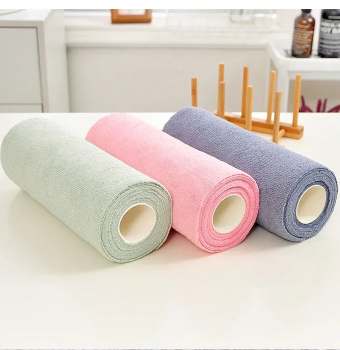 Sustainable Reusable Microfiber Kitchen Cleaning Towels on a Convenient Perforated Roll