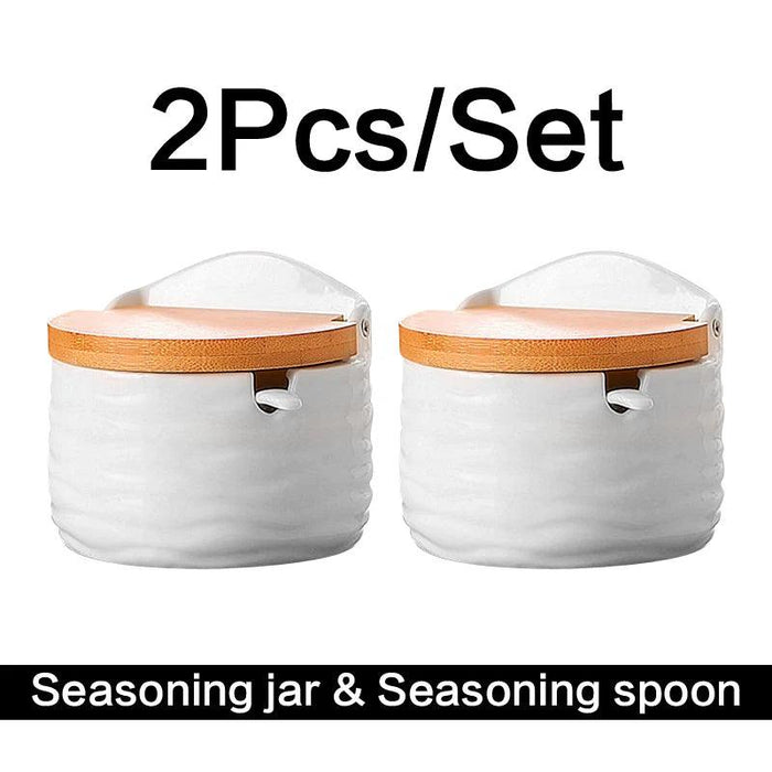 Elegant Ceramic Spice Jar Set - Chic Storage Solutions for Culinary Enthusiasts