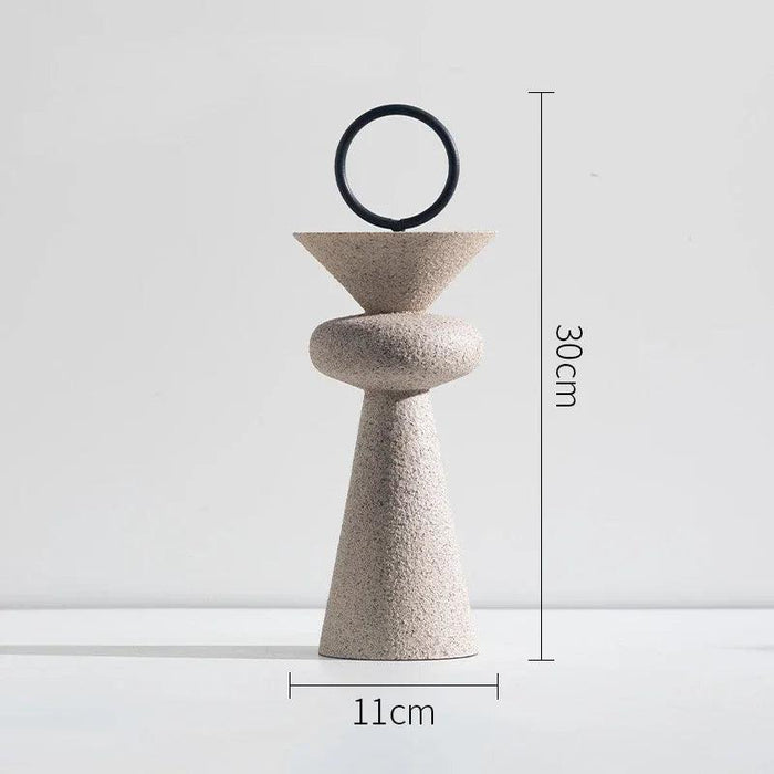 Geometric Elegance: Abstract Sandstone Art Sculpture