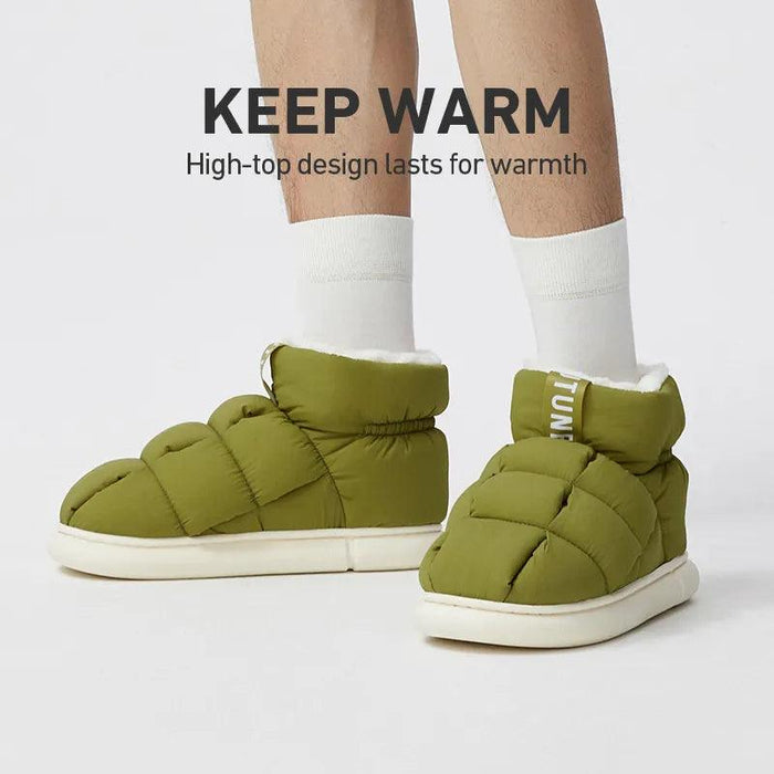 Couples' Cozy Winter Waterproof Snow Boots & Plush High-Top Slip-Ons Set