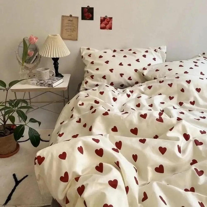 Korean Heart Bedding Set