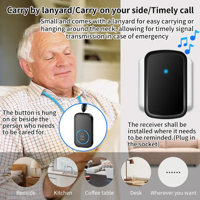 Wireless Emergency Alert System for Home Safety - Elderly & Patient SOS Call Button Kit