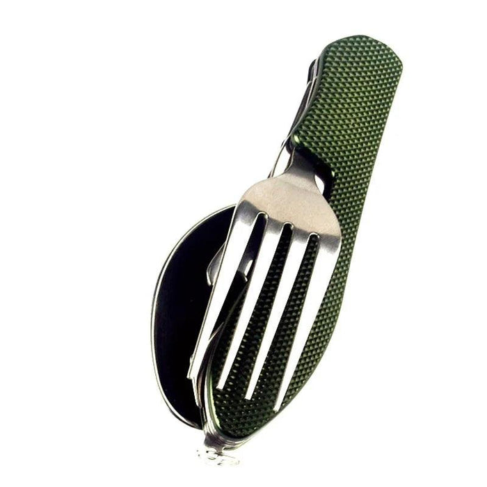 Multi-Functional Outdoor Dining Utensil Set: Fork, Spoon, Knife & Bottle Opener for Campers and Hikers