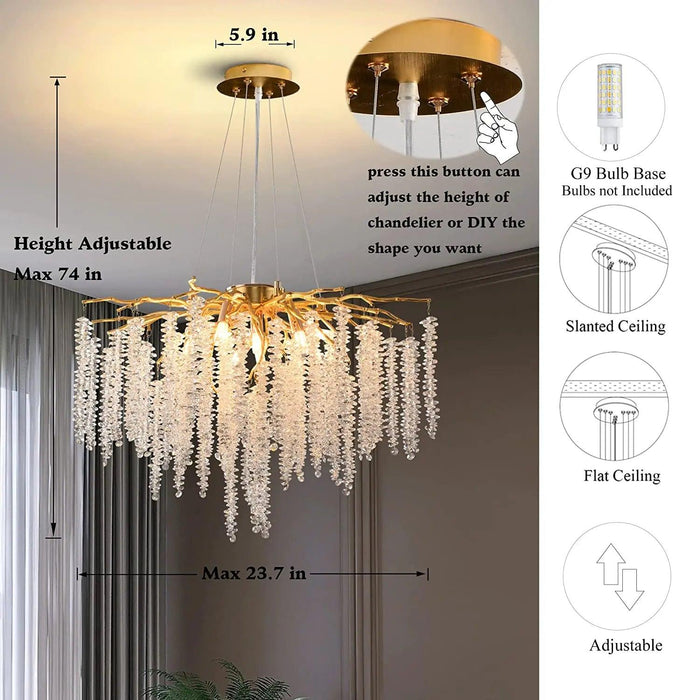 Nature's Elegance: Luxurious LED Crystal Chandelier for Exquisite Home Illumination