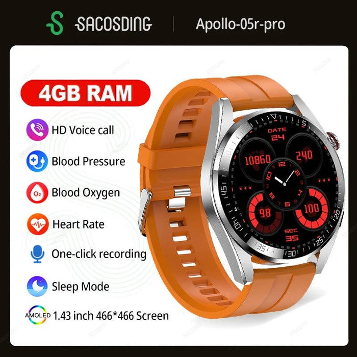 Advanced 4G RAM Smartwatch with Always-On Display - Bluetooth Calling, Health Monitoring, Music Storage - Compatible with Android & iOS