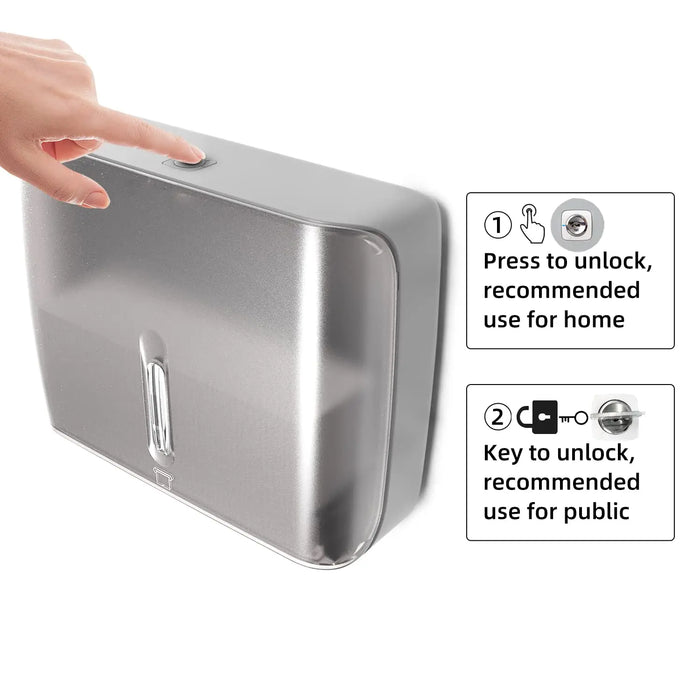 Wall-Mounted Key-Lock Paper Towel Dispenser with 200 Capacity