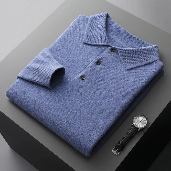 Luxurious Men's 100% Pure Wool Cashmere Polo Neck Sweater