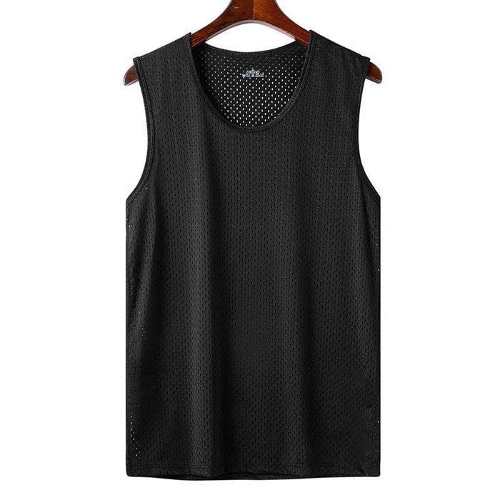 Men's Ice Silk Quick-Dry Muscle Tank Top - Breathable Sleeveless Fitness Undershirt for Bodybuilding and Casual Sports