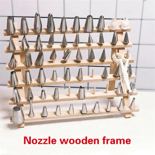 Korean Stainless Steel Cake Decorating Tool Set with Wooden Organizer