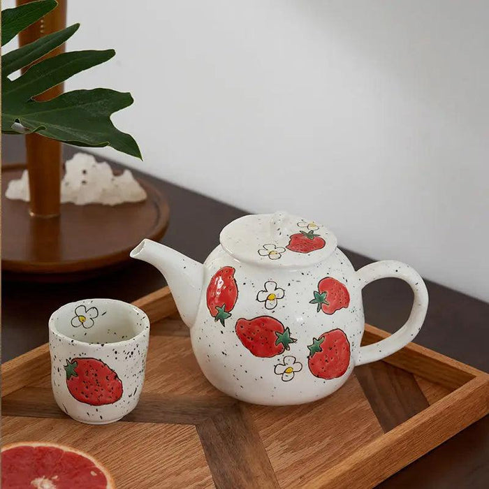 Artisan Japanese Tea Ceremony Set for One - Hand-Painted Teapot and Water Pot Duo