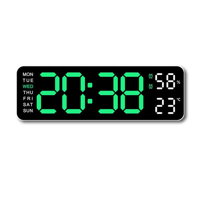 Sleek Digital LED Alarm Clock with Weather Display - Adjustable Brightness, Dual Alarms, and Wall-Mountable Design