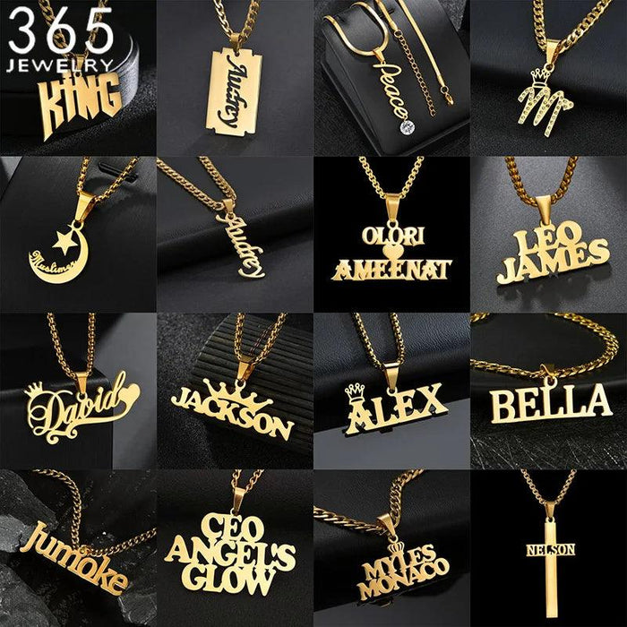 Personalized Unisex Stainless Steel Name Necklace with Chunky Chain