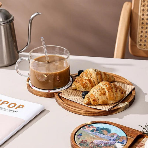 Charming Wooden Serving Tray for Elegant Tea and Snack Presentation