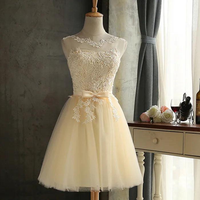 Chic White Lace A-Line Dress with Bowknot Detail - Women's Sleeveless Party Essential