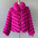 Elegant Reversible Women's Fox Fur Winter Jacket with Silk Lining