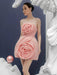 3D Floral Strapless Mini A-line Dress for Women – Slim Waist