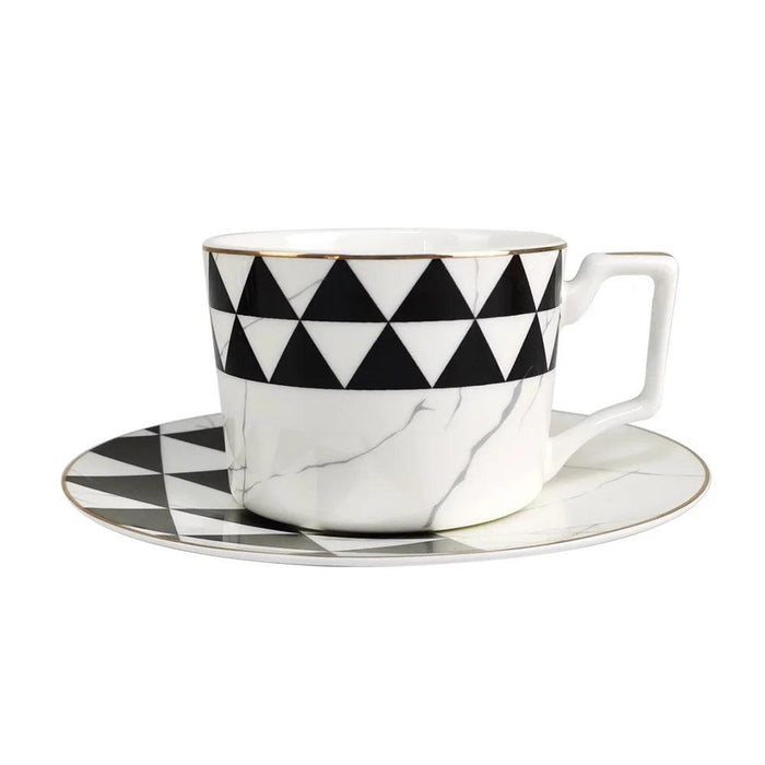 Elegant Marble-Design Bone China Dining Collection for Food and Coffee Lovers