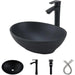 Elegant Oval Ceramic Sink Ensemble with Black Faucet and Stainless Steel Drain