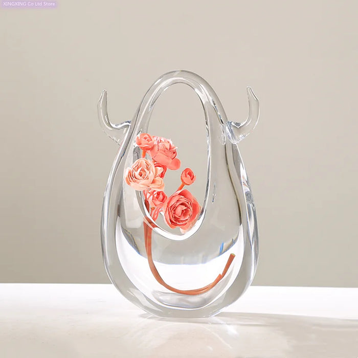 Elegant Bag-Inspired Glass Vase for Stylish Home Decor and Plant Display