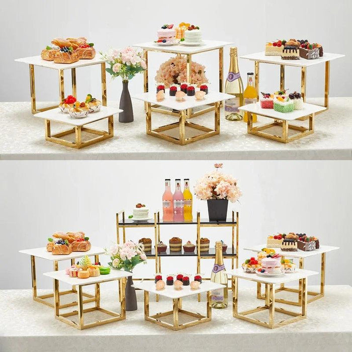 Elegant Stainless Steel Multi-Tier Snack and Dessert Display Stand for Celebrations