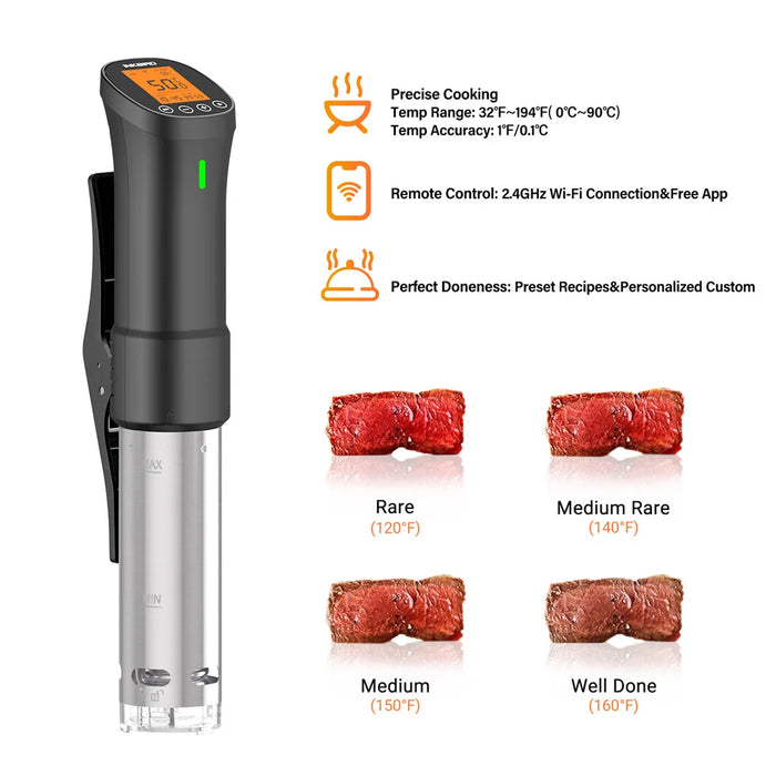 Precision Sous Vide Cooker with Wi-Fi Connectivity - Stainless Steel Immersion Circulator by INKBIRD