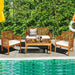 Chic 4-Piece Acacia Wood Patio Lounge Set with Cushions and Coffee Table for Outdoor Relaxation