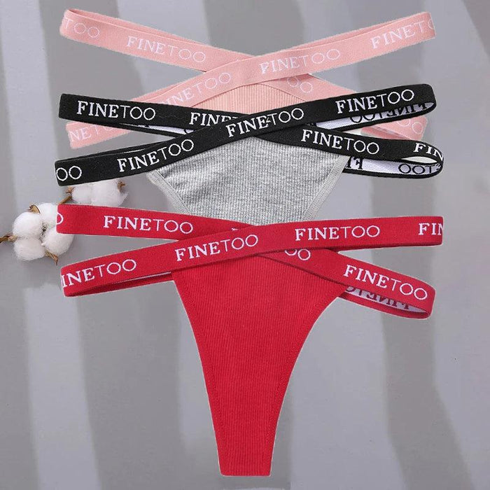 3-Pack Women's Sexy High Waist Cross Strap Cotton G-String Panties