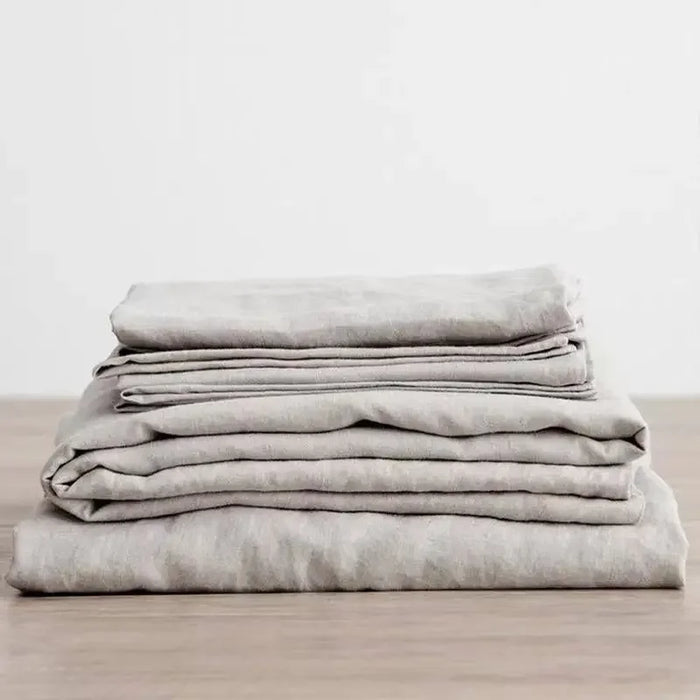 3-Piece Breathable Washed Linen Sheet Set with 2 Pillowcases