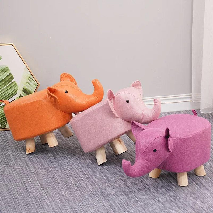 Charming Cartoon Animal Wooden Stool for Kids - Fun and Portable Shoe Changing Seat