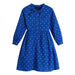 Girls' Long Sleeve Polka Dot Cotton Flare Dress - Stylish Blue Casual & Formal Wear for Kids