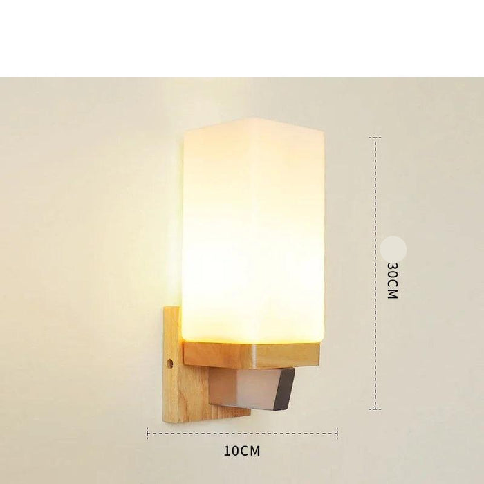 Nordic LED Wooden Wall Lamps with Acrylic Shades for Cozy Bedroom and Living Room Lighting