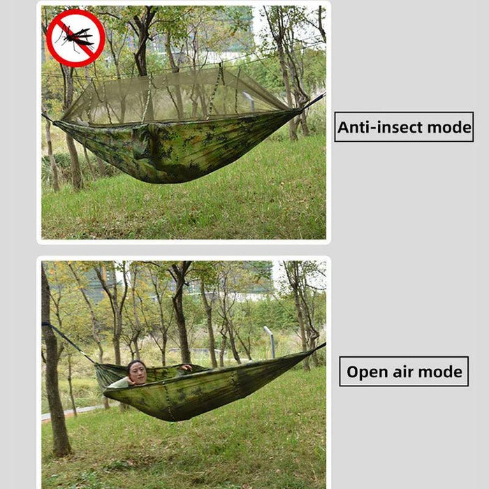 Outdoor Adventure Hammock with Insect Protection - Lightweight Portable Hanging Bed for Camping Comfort