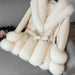 Luxurious V-neck Fox Fur and Sheepskin Winter Coat