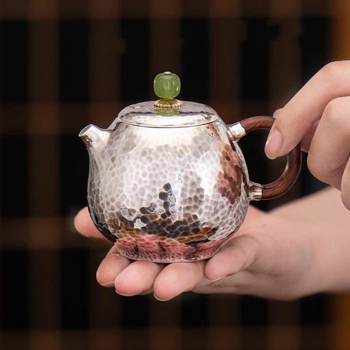 Exquisite Handcrafted Silver Dragon Egg Teapot