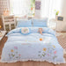 Pastoral Elegance: Embroidered Floral Cotton Bedding Set with Ruffled Details - Duvet Cover, Flat & Fitted Sheets, Pillowcases