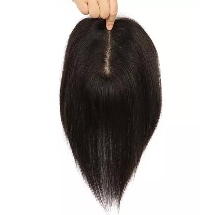 6x5 Inch Clip-In Real Hair Topper for Thinning Hair with Double Circle Base and 4 Secure Clips