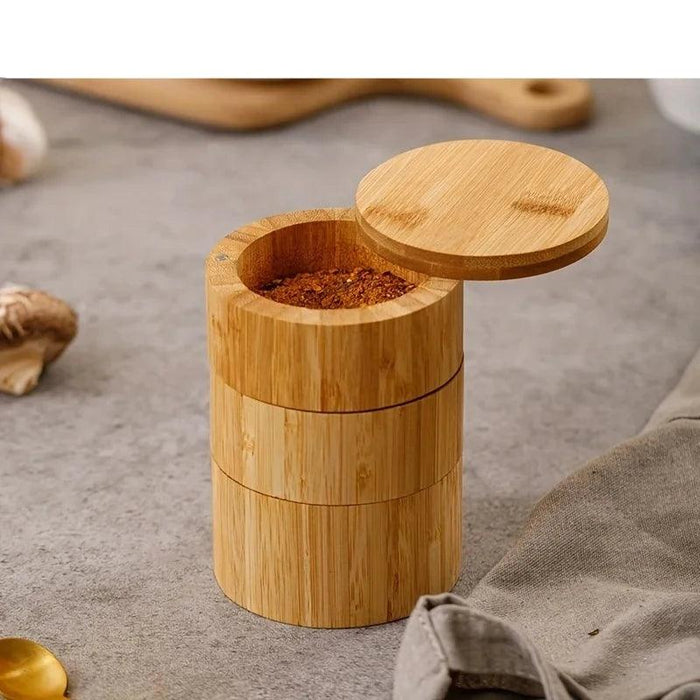 Eco-Friendly Bamboo Spice Storage Set with Spoon - Stylish Seasoning Organizer