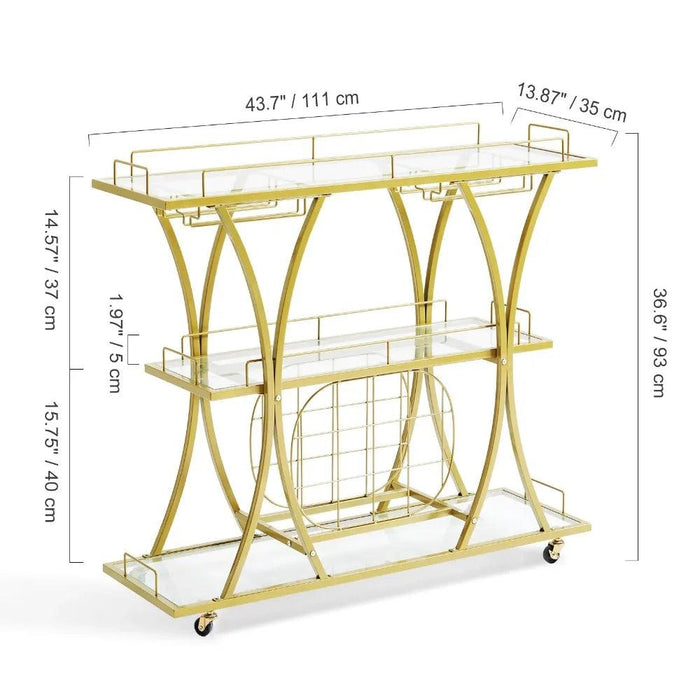 Elegant Vintage-Inspired Glass Wine Trolley