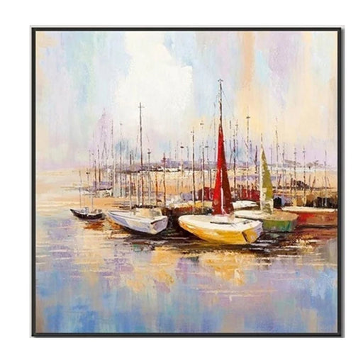 Marina Marvel Hand-Painted Seascape Oil Painting for Tranquil Home Decor