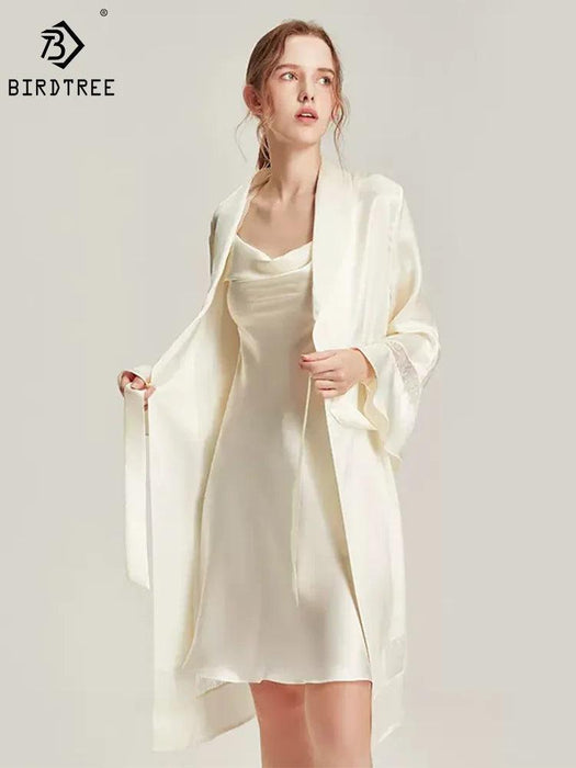 Silk Serenity Sleepwear Set - Luxurious Dress and Robe for Elegant Women