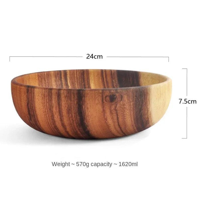 Kids' Safe Acacia Wood Bowl Set - Stylish Anti-Scald Soup and Salad Dishes