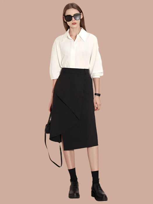 Women's High Waist A-line Minimalist Skirt - Irregular Design for Versatile Office & Casual Looks - Spring 2023 Collection