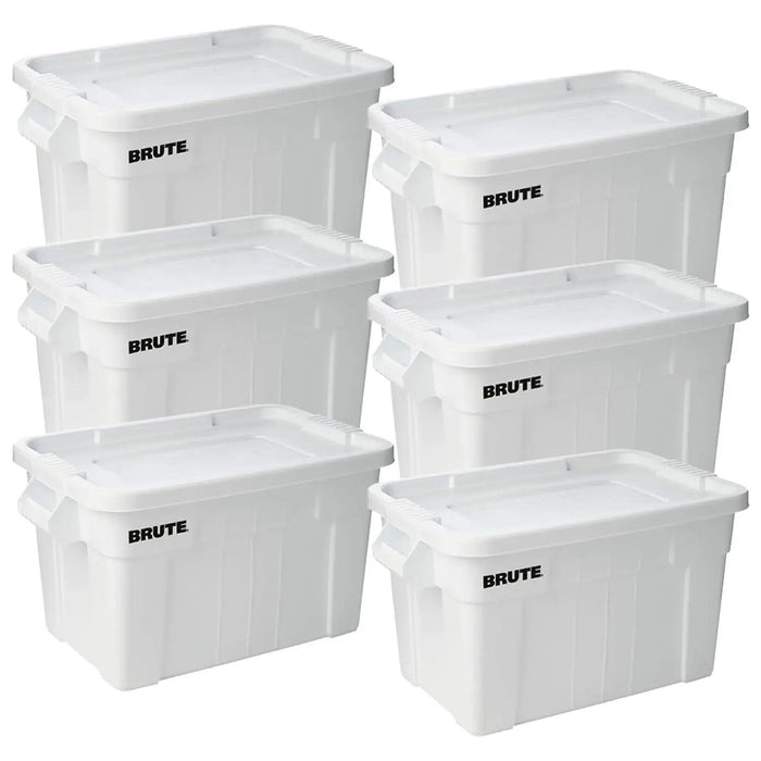 Set of 6 Heavy-Duty Gray Storage Bins with Lids for Versatile Organization and Moving Solutions